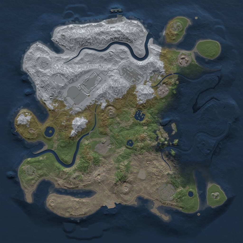 Rust Map: Procedural Map, Size: 3500, Seed: 1140278630, 14 Monuments