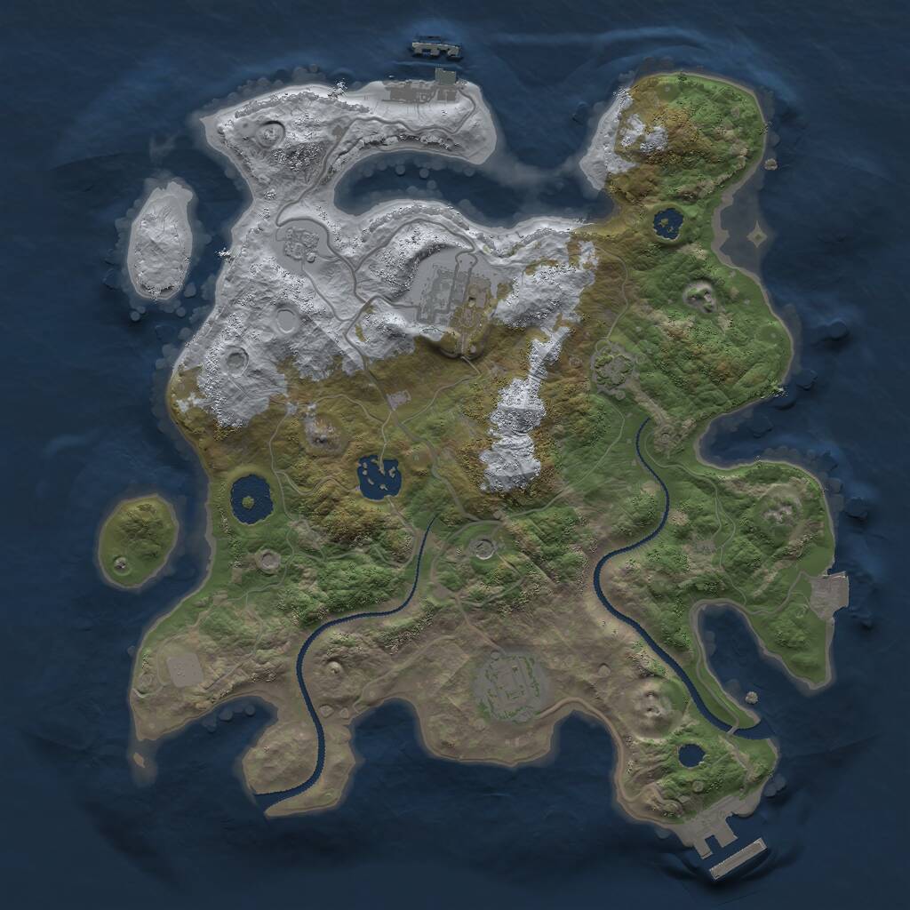 Rust Map: Procedural Map, Size: 3000, Seed: 2345, 9 Monuments