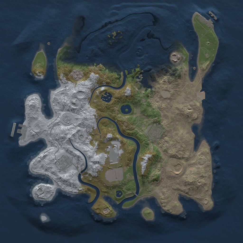 Rust Map: Procedural Map, Size: 3500, Seed: 9248123, 14 Monuments