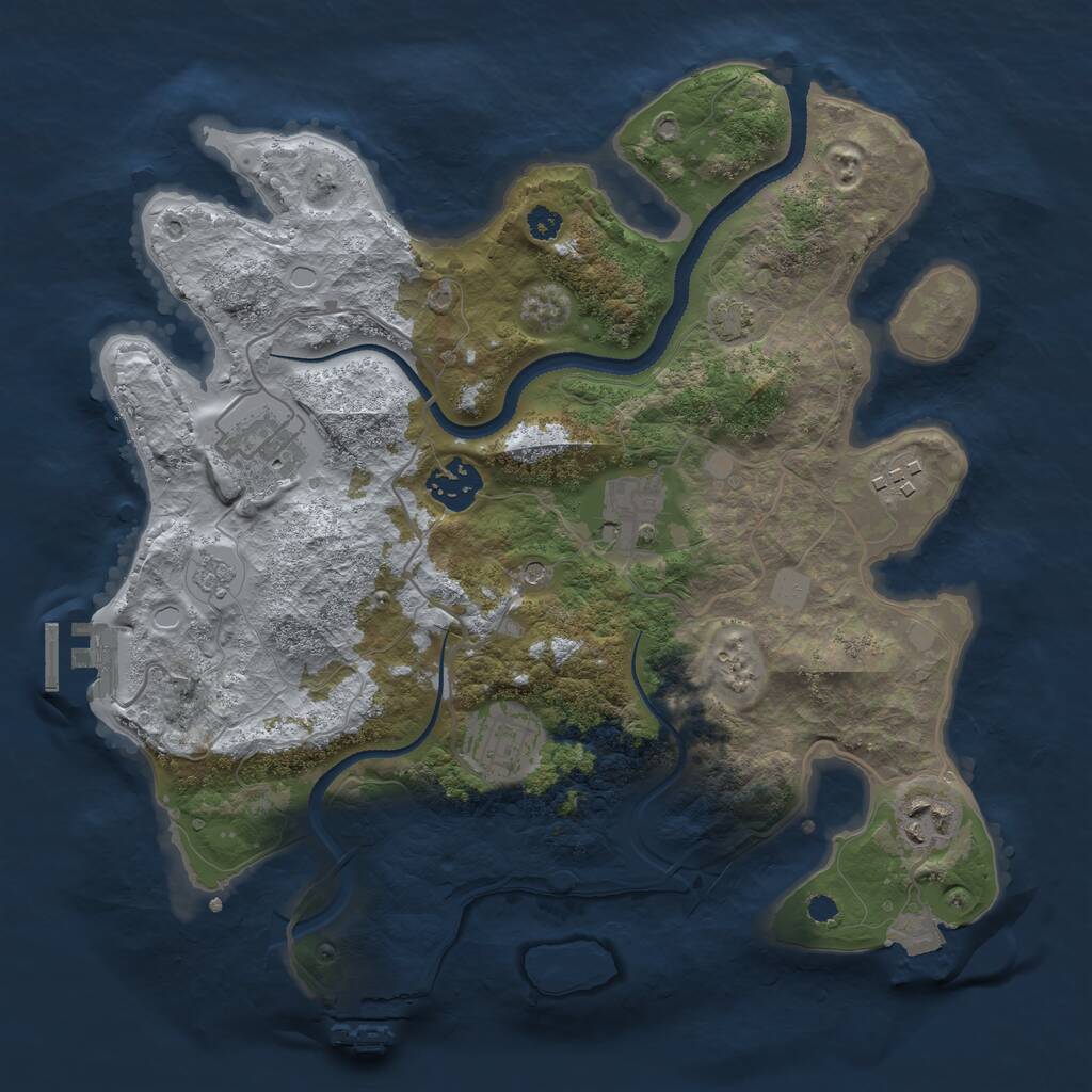Rust Map: Procedural Map, Size: 3200, Seed: 6897779, 12 Monuments
