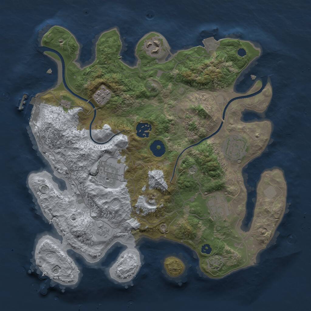 Rust Map: Procedural Map, Size: 3000, Seed: 59414046, 11 Monuments
