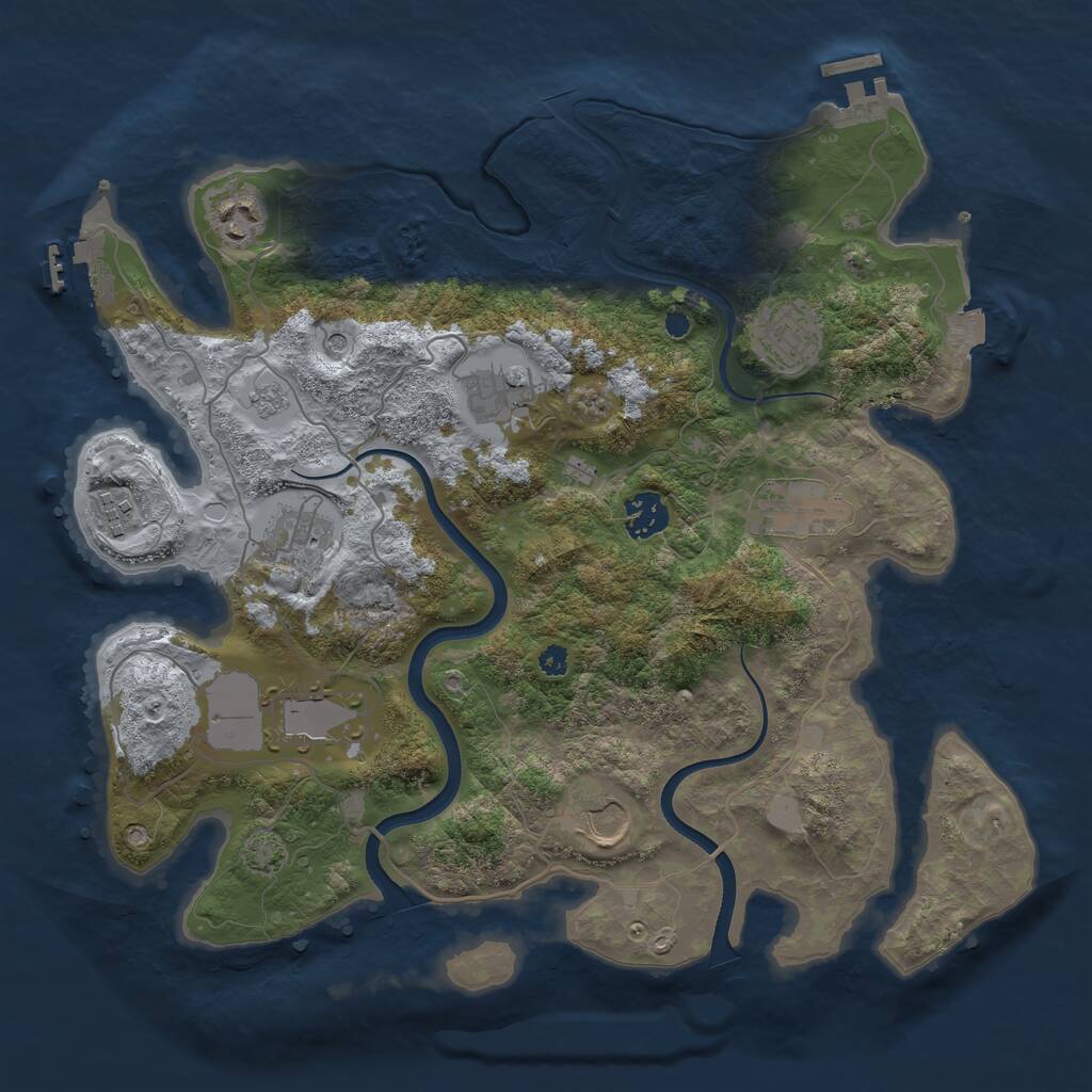Rust Map: Procedural Map, Size: 3600, Seed: 1841032719, 15 Monuments