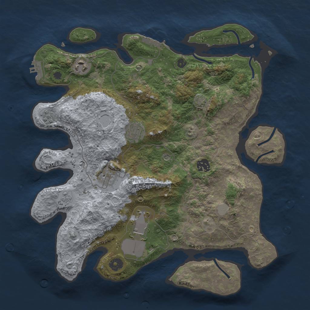 Rust Map: Procedural Map, Size: 3500, Seed: 419444401, 14 Monuments