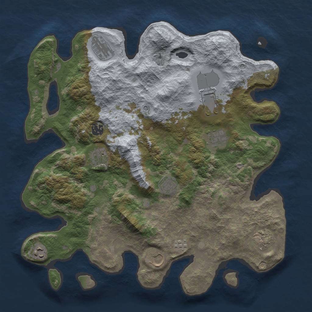 Rust Map: Barren, Size: 3800, Seed: 25852228, 13 Monuments