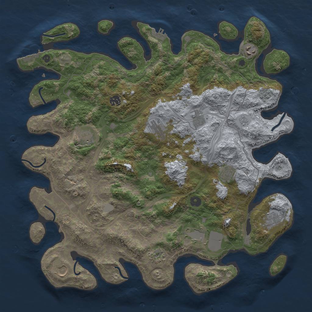 Rust Map: Procedural Map, Size: 4250, Seed: 984711165, 18 Monuments