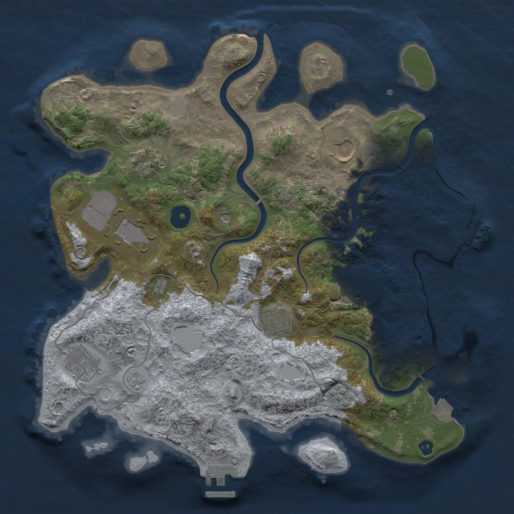 Rust Map: Procedural Map, Size: 3500, Seed: 1349222794, 13 Monuments