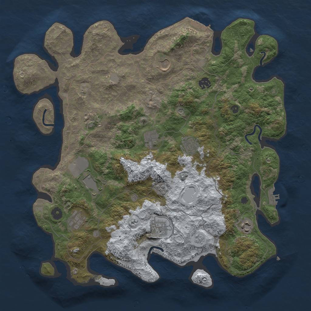 Rust Map: Procedural Map, Size: 4000, Seed: 71317421, 19 Monuments