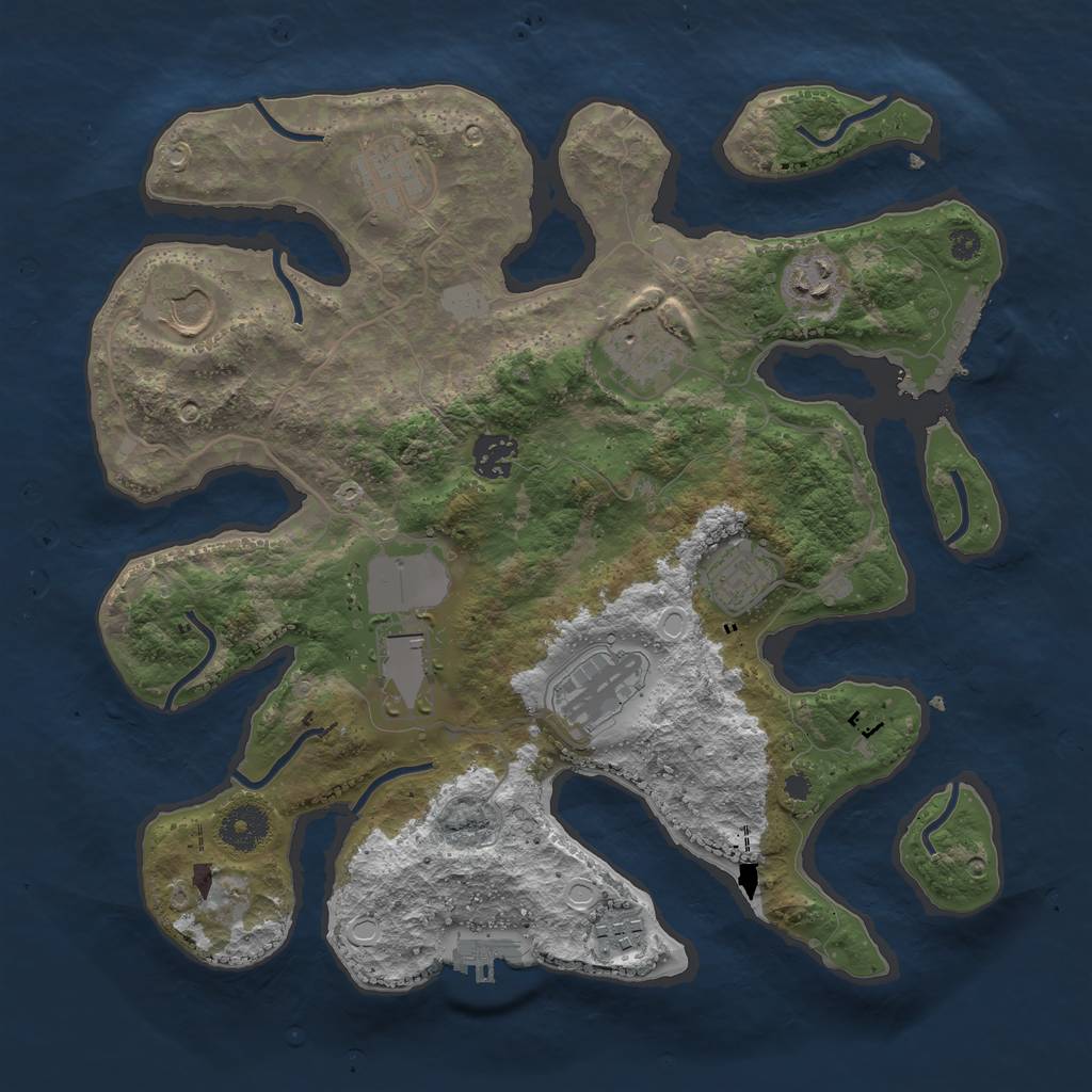 Rust Map: Procedural Map, Size: 3500, Seed: 378496512, 16 Monuments
