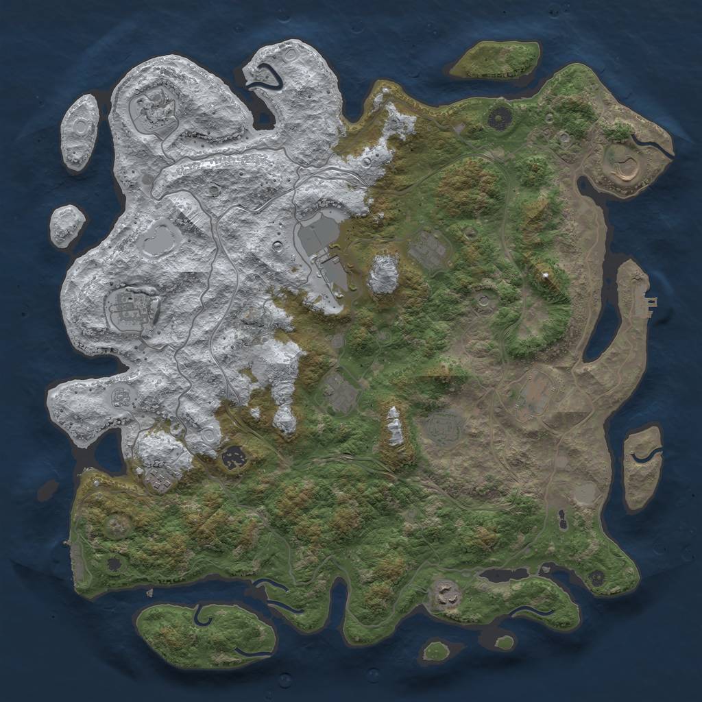 Rust Map: Procedural Map, Size: 4500, Seed: 611613, 20 Monuments