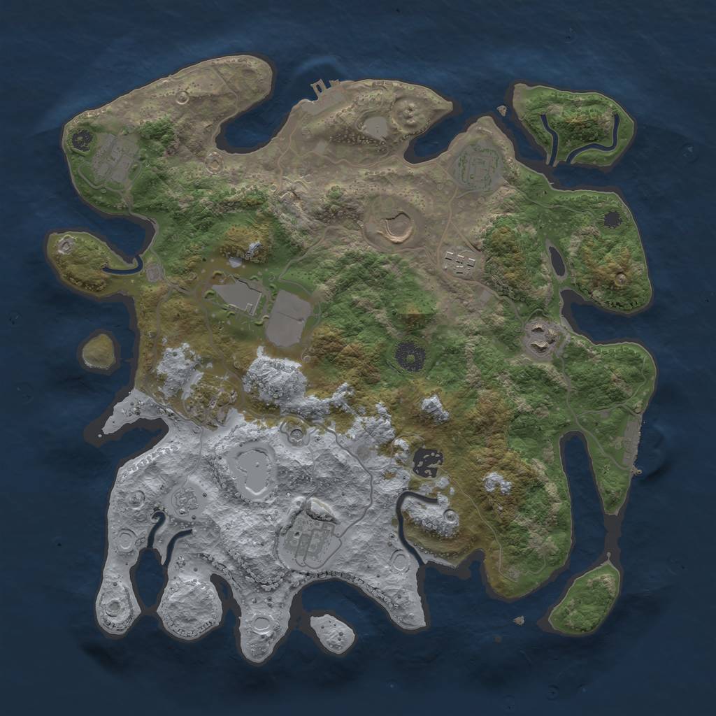 Rust Map: Procedural Map, Size: 3500, Seed: 35463, 18 Monuments