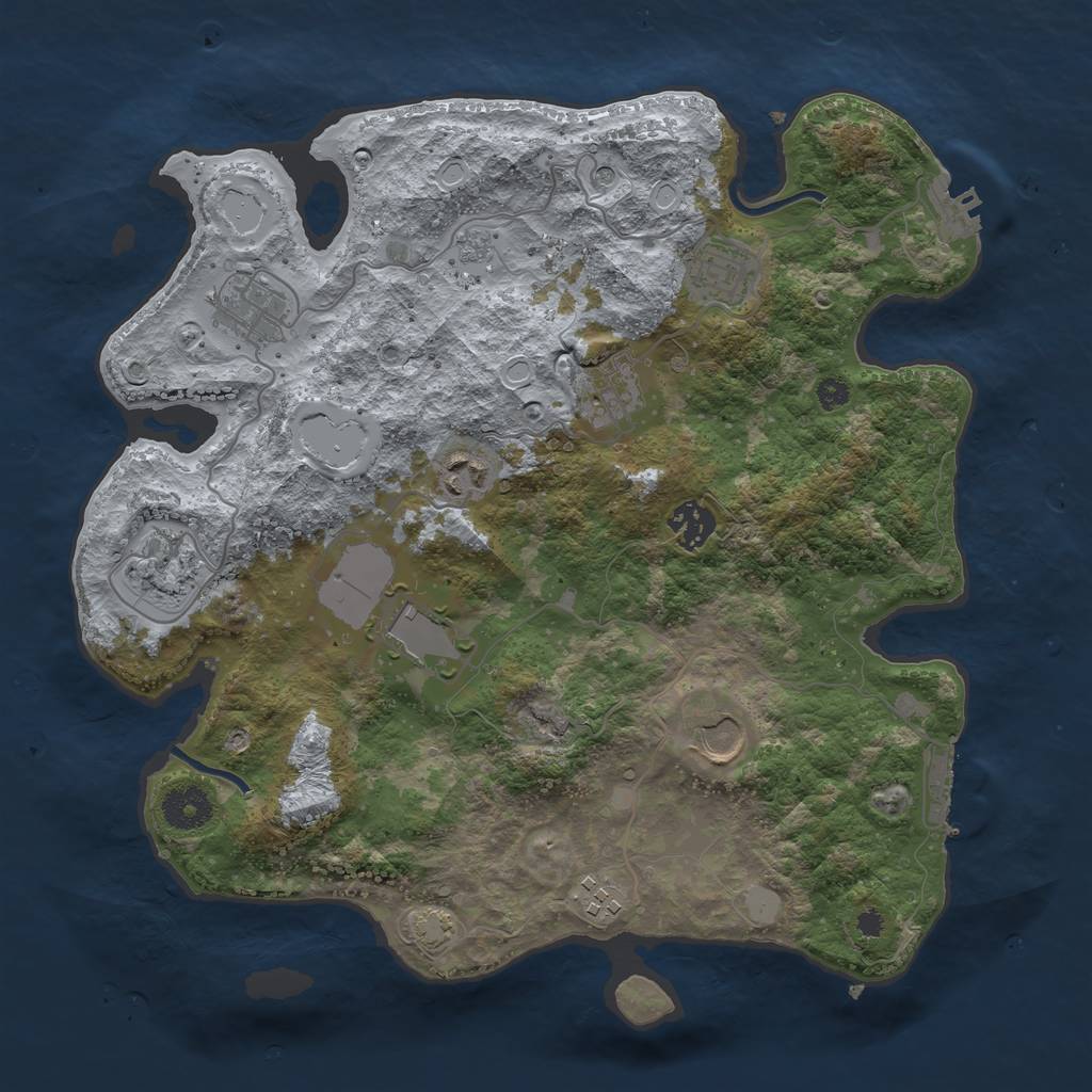 Rust Map: Procedural Map, Size: 3500, Seed: 680457279, 17 Monuments