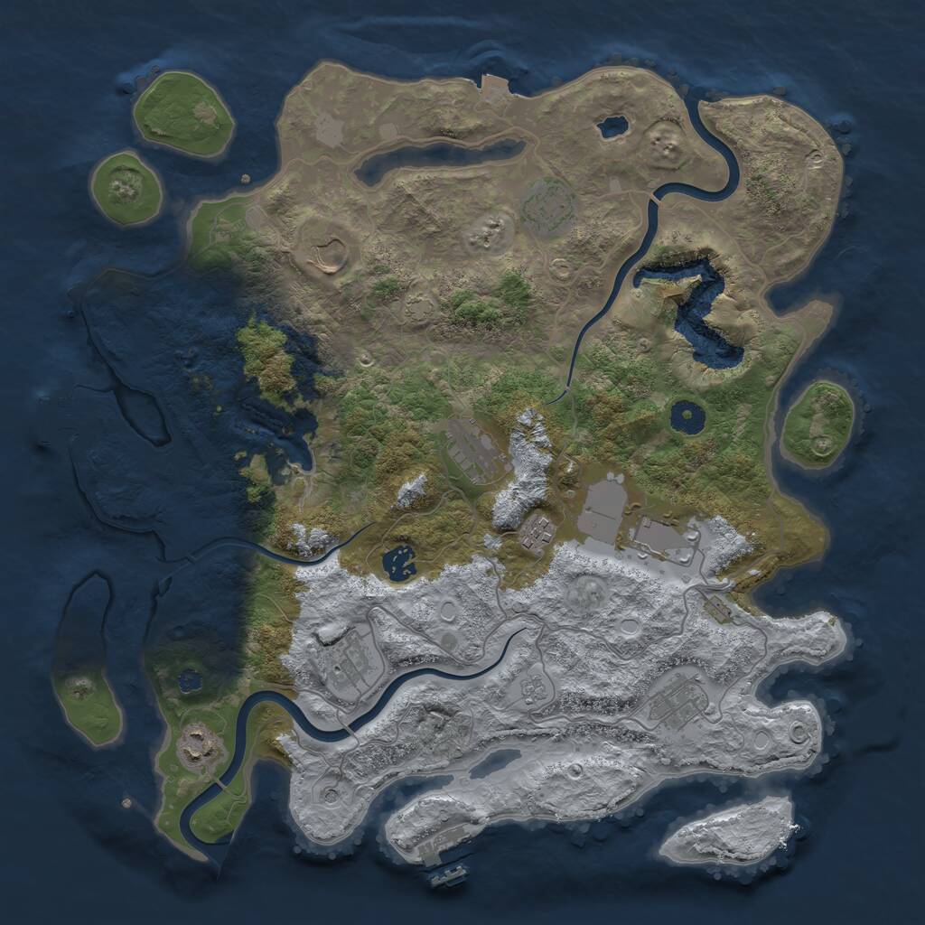 Rust Map: Procedural Map, Size: 4000, Seed: 9663411, 15 Monuments