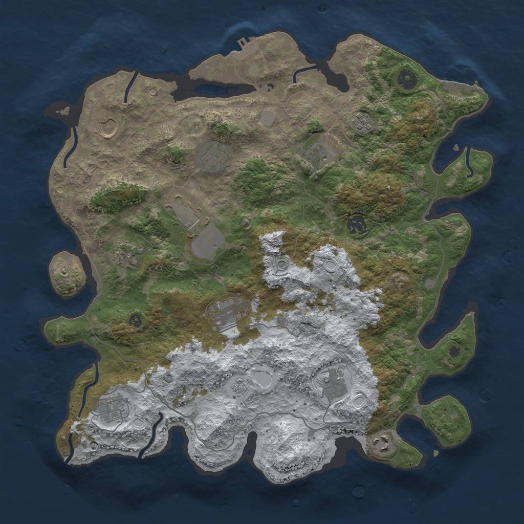 Rust Map: Procedural Map, Size: 4000, Seed: 3000254, 20 Monuments