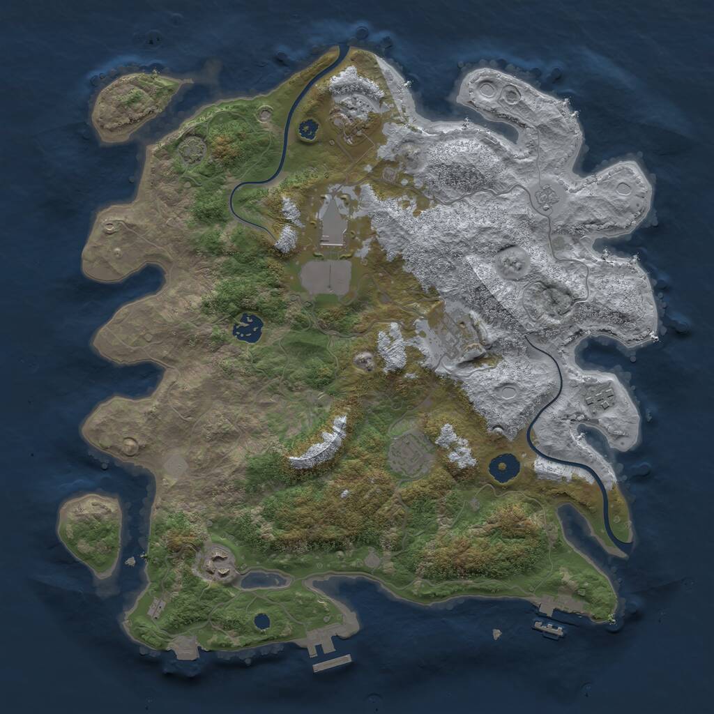 Rust Map: Procedural Map, Size: 3700, Seed: 2746828, 12 Monuments