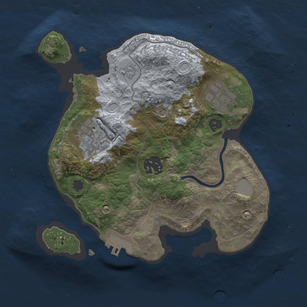 Rust Map: Procedural Map, Size: 2400, Seed: 64250, 9 Monuments