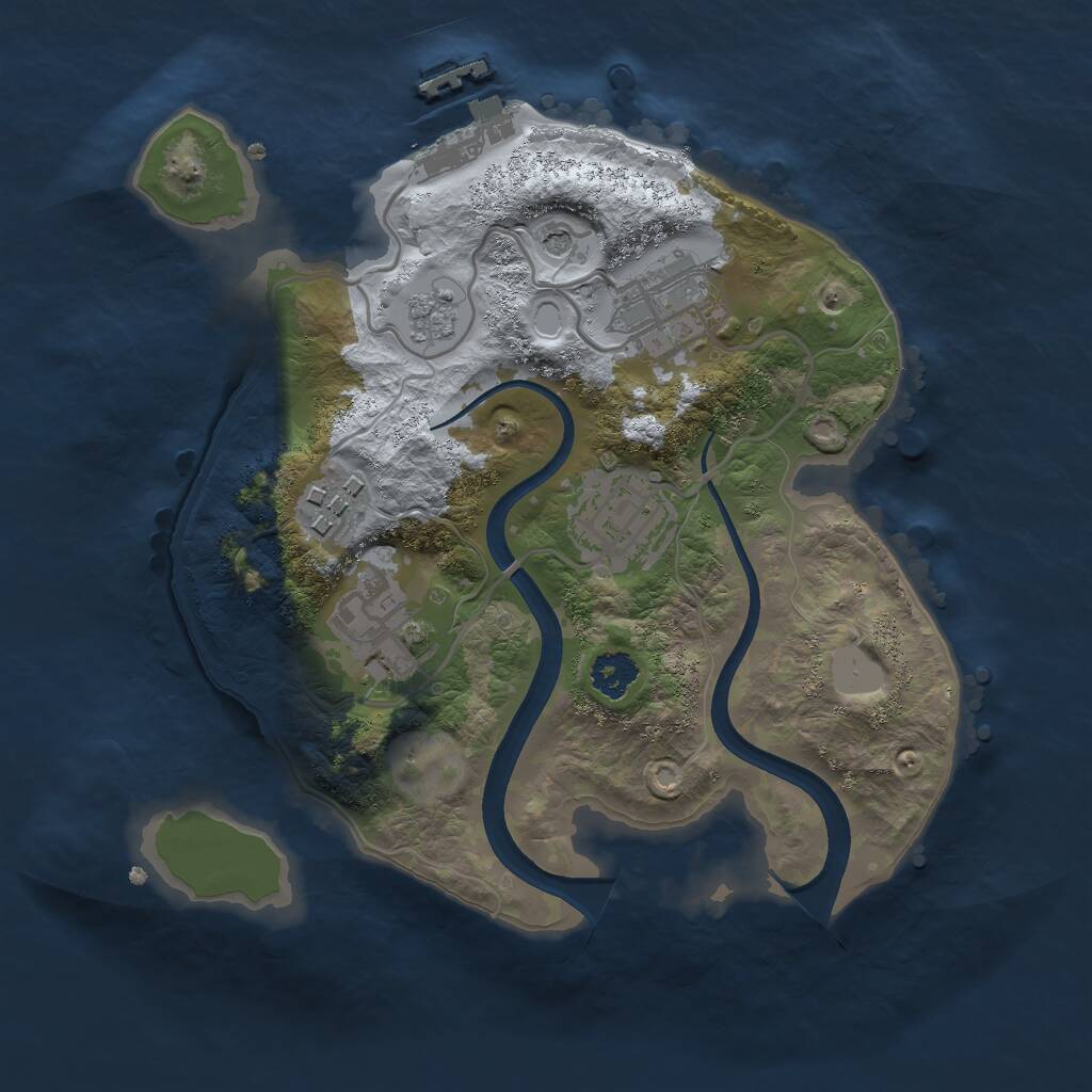 Rust Map: Procedural Map, Size: 2400, Seed: 64250, 8 Monuments