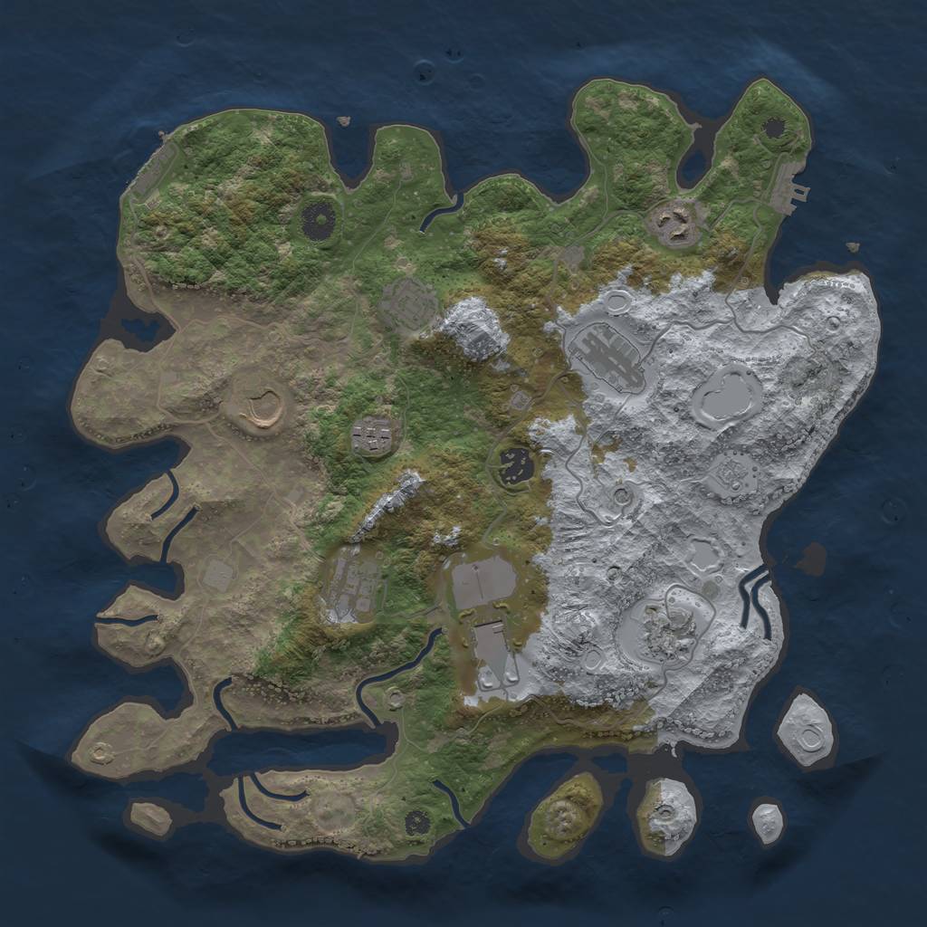 Rust Map: Procedural Map, Size: 3750, Seed: 682654892, 16 Monuments