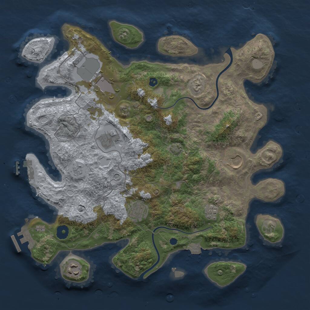 Rust Map: Procedural Map, Size: 3500, Seed: 2097206050, 12 Monuments