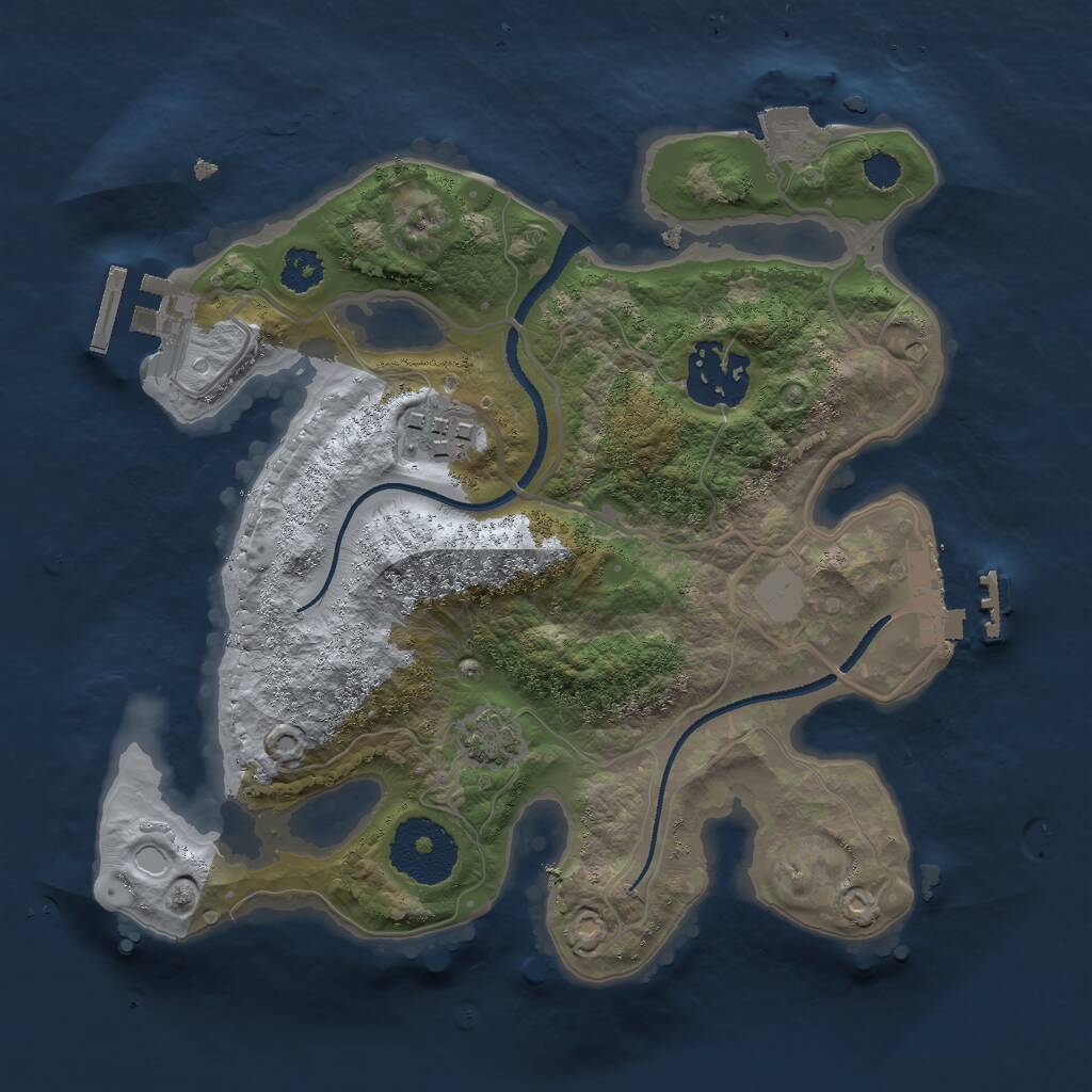 Rust Map: Procedural Map, Size: 2500, Seed: 2122239124, 6 Monuments