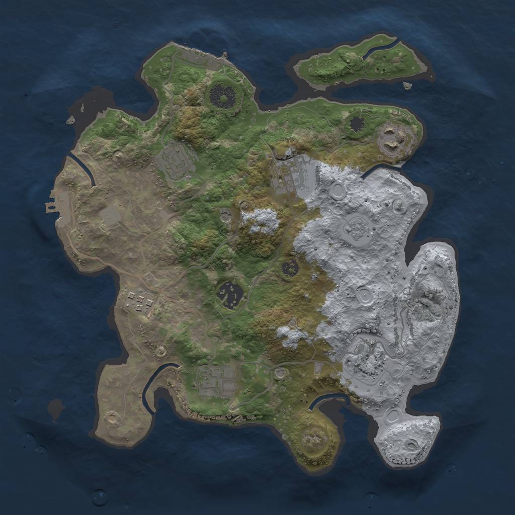 Rust Map: Procedural Map, Size: 3000, Seed: 2051302203, 14 Monuments