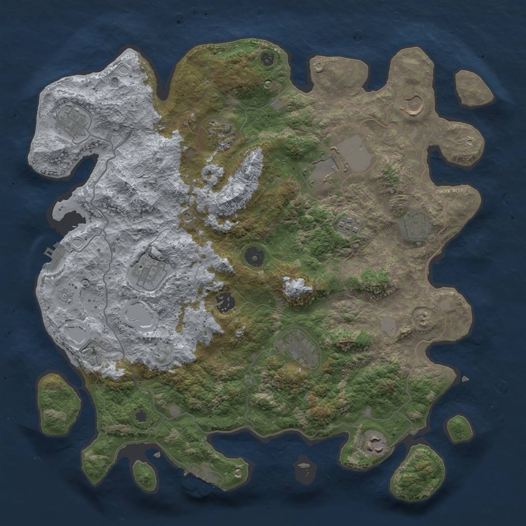 Rust Map: Procedural Map, Size: 4000, Seed: 1368411635, 17 Monuments