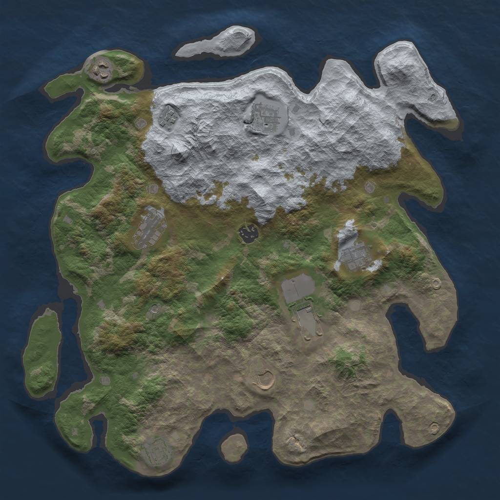 Rust Map: Barren, Size: 4000, Seed: 103, 12 Monuments