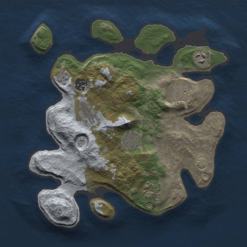 Rust Map: Barren, Size: 3000, Seed: 134, 11 Monuments