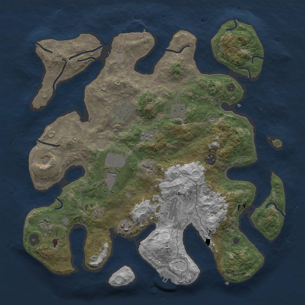 Rust Map: Procedural Map, Size: 4000, Seed: 1893457439, 17 Monuments