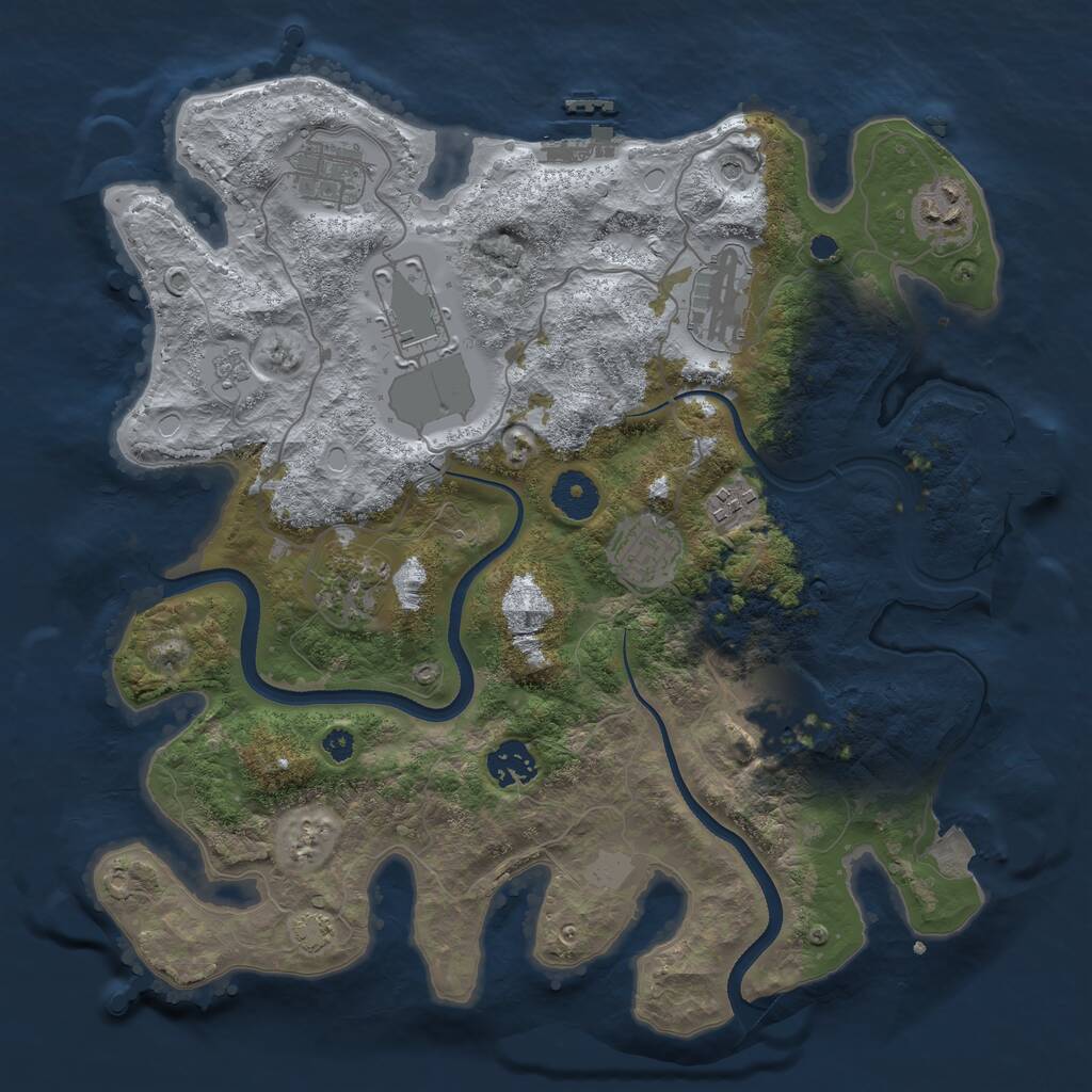 Rust Map: Procedural Map, Size: 3500, Seed: 1918804420, 15 Monuments