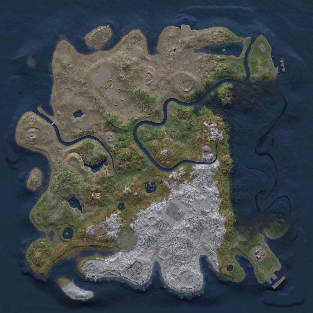 Rust Map: Procedural Map, Size: 4000, Seed: 2061709855, 13 Monuments