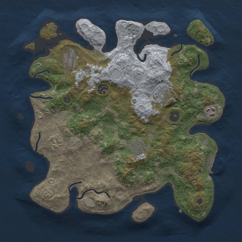 Rust Map: Procedural Map, Size: 3400, Seed: 2080211845, 13 Monuments