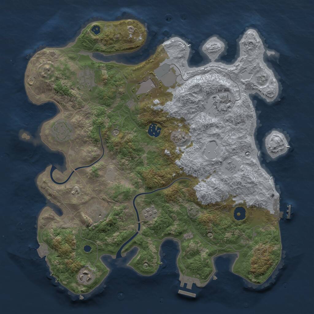 Rust Map: Procedural Map, Size: 3600, Seed: 1198567867, 14 Monuments
