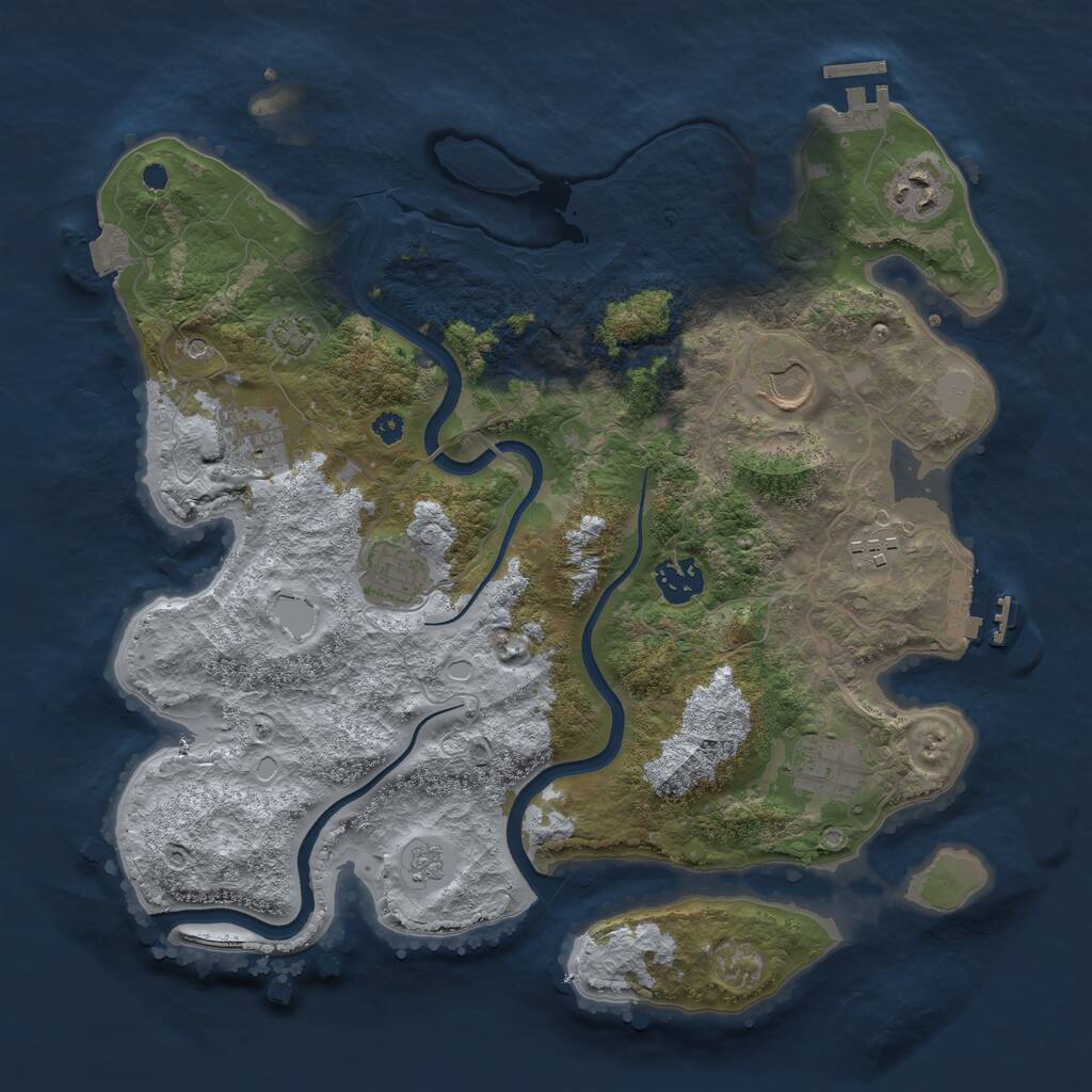 Rust Map: Procedural Map, Size: 3500, Seed: 75479297, 13 Monuments