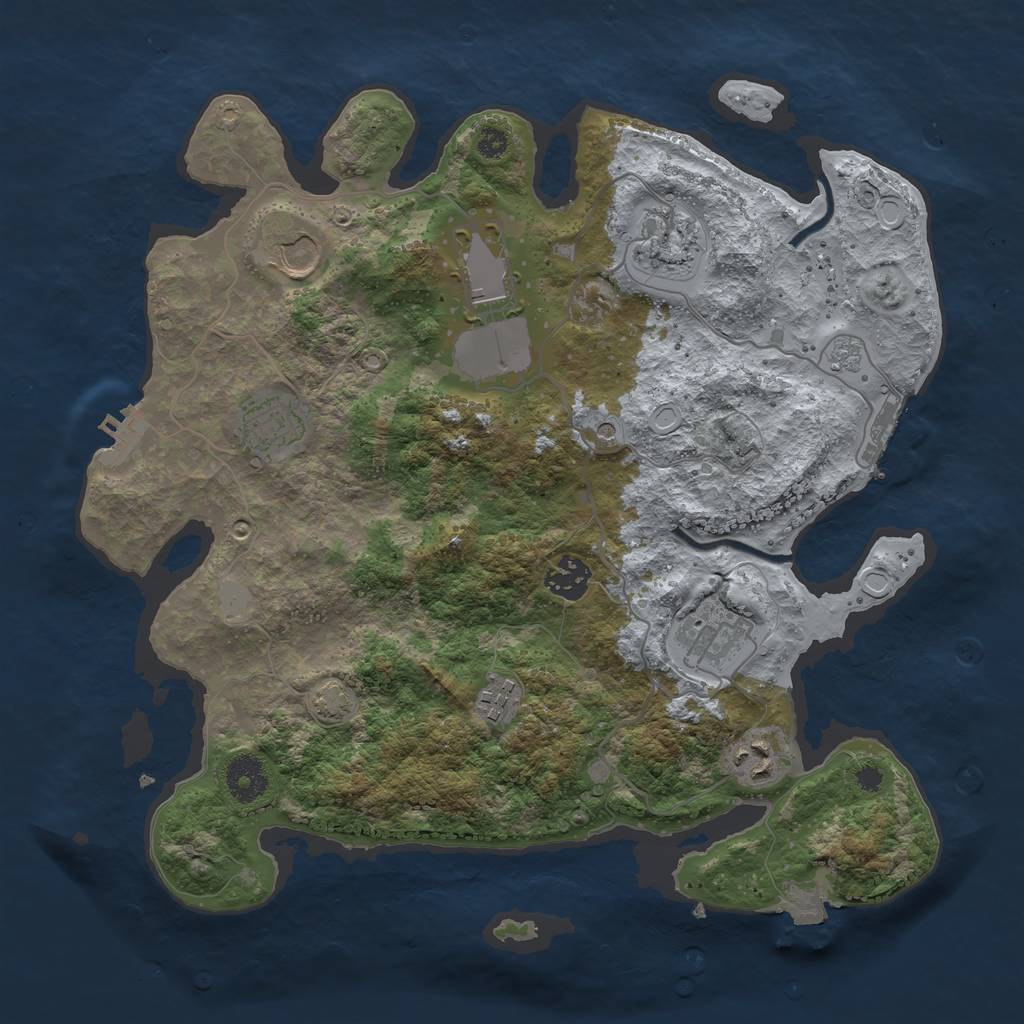 Rust Map: Procedural Map, Size: 3500, Seed: 445201403, 16 Monuments