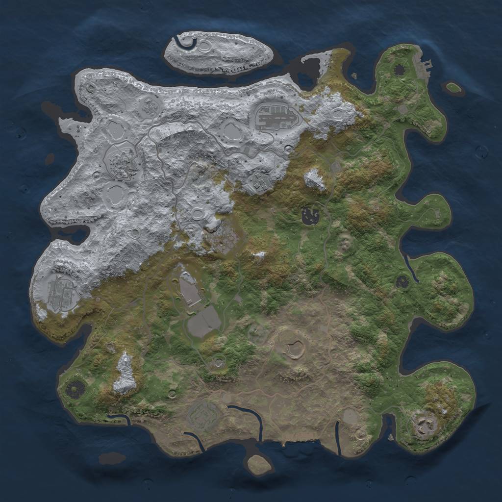 Rust Map: Procedural Map, Size: 4000, Seed: 680457279, 17 Monuments