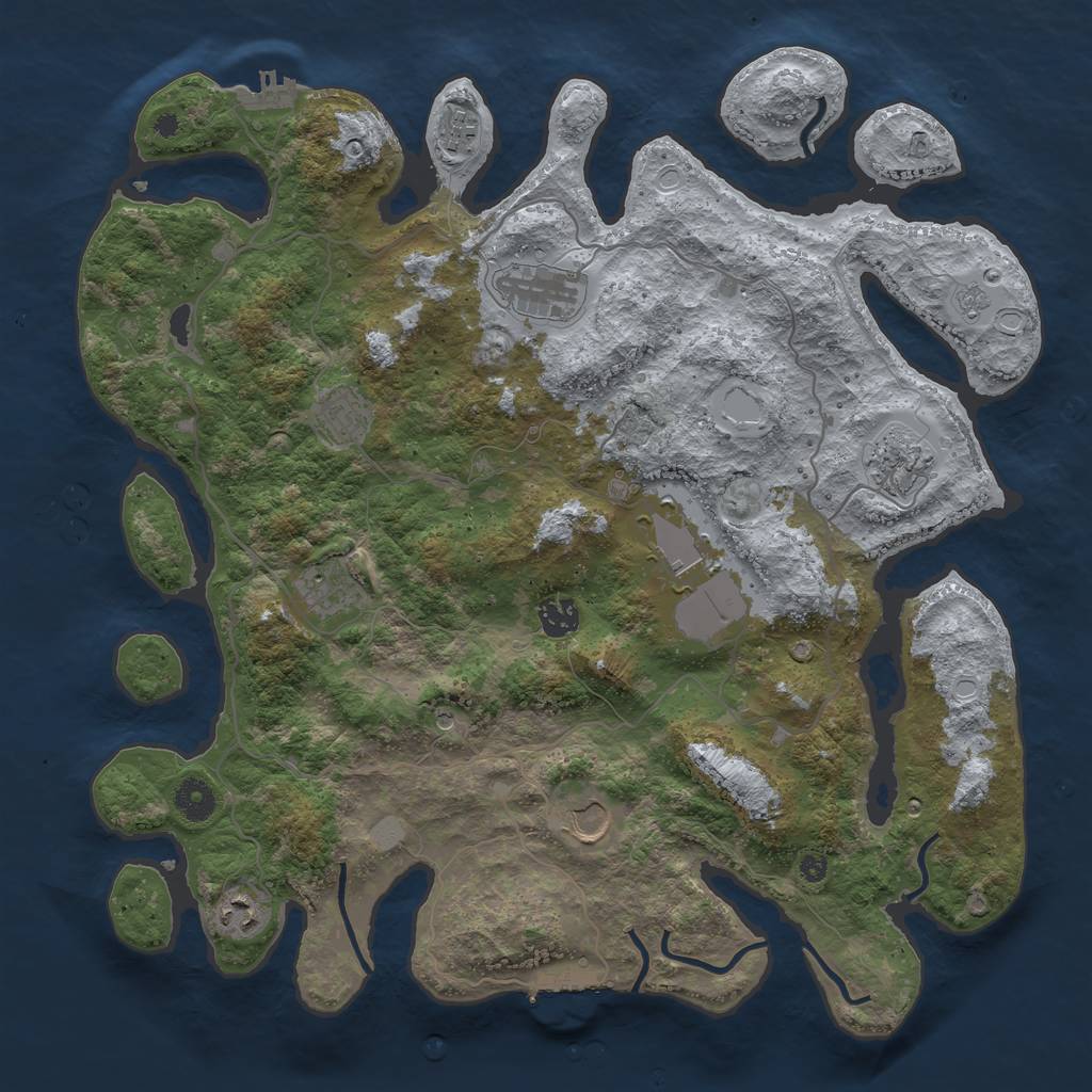 Rust Map: Procedural Map, Size: 4000, Seed: 546149417, 16 Monuments