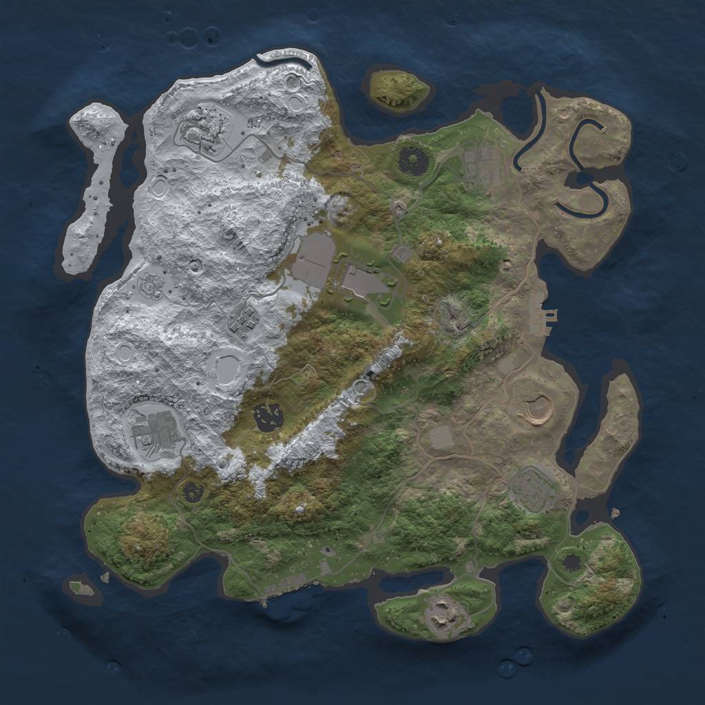 Rust Map: Procedural Map, Size: 3500, Seed: 1793457887, 18 Monuments