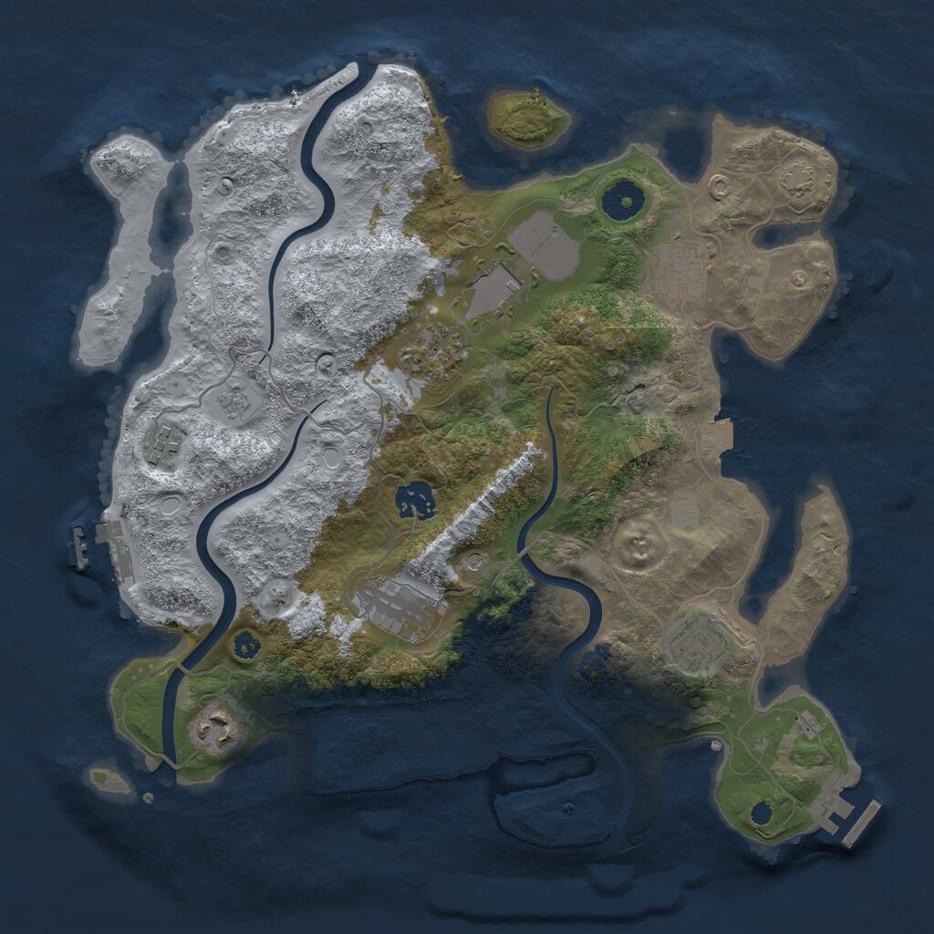Rust Map: Procedural Map, Size: 3500, Seed: 1793457887, 14 Monuments