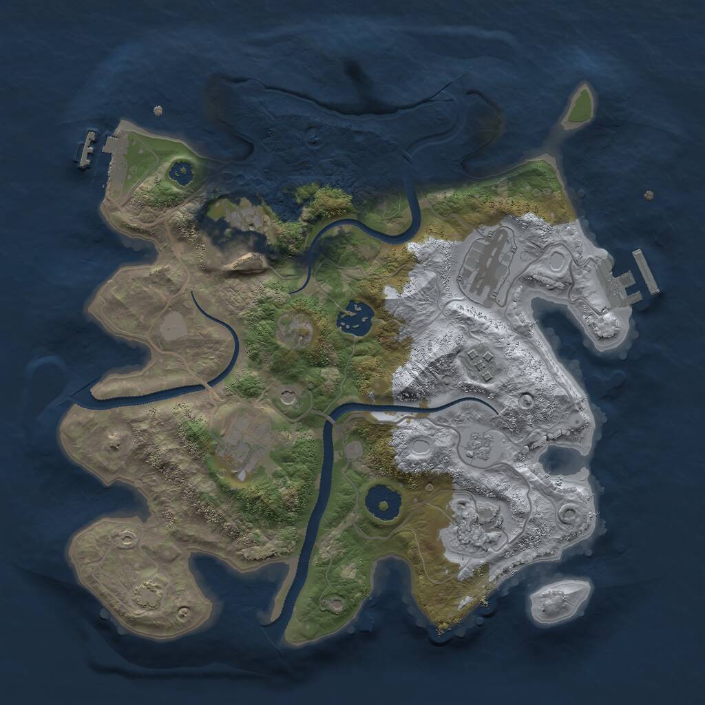 Rust Map: Procedural Map, Size: 3000, Seed: 456327777, 12 Monuments