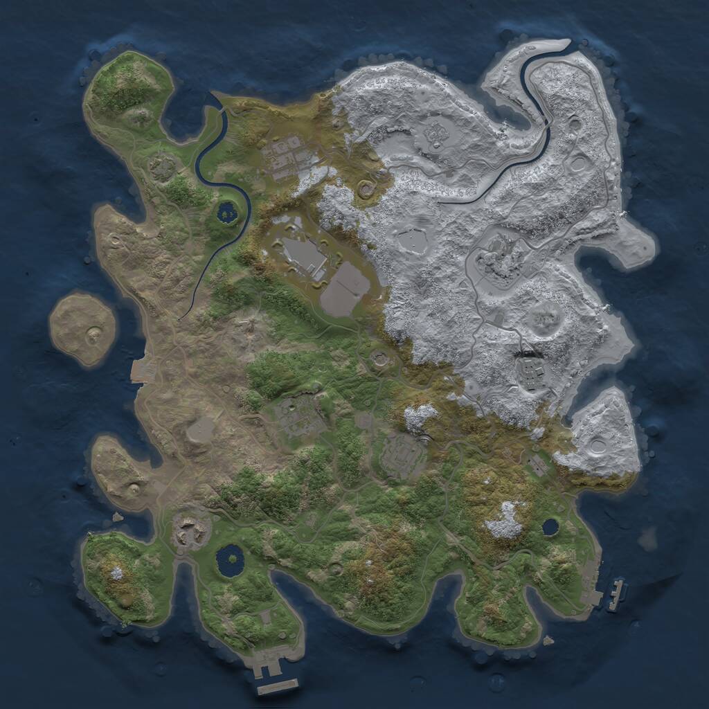Rust Map: Procedural Map, Size: 3500, Seed: 654654321, 13 Monuments