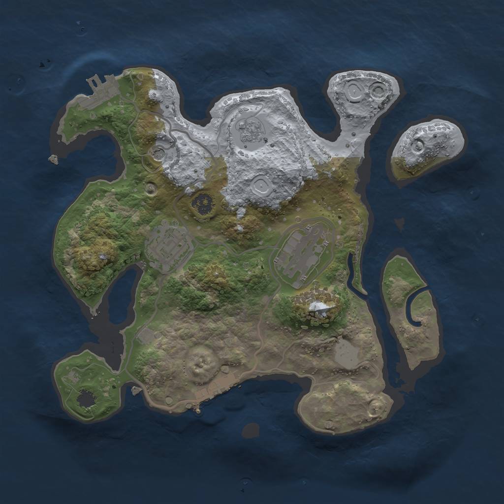 Rust Map: Procedural Map, Size: 2500, Seed: 1214, 9 Monuments