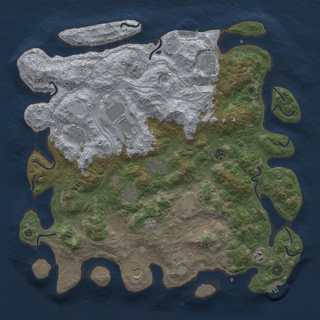 Rust Map: Procedural Map, Size: 4500, Seed: 14000, 17 Monuments