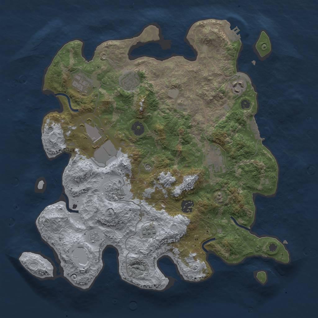 Rust Map: Procedural Map, Size: 3600, Seed: 1861026320, 15 Monuments