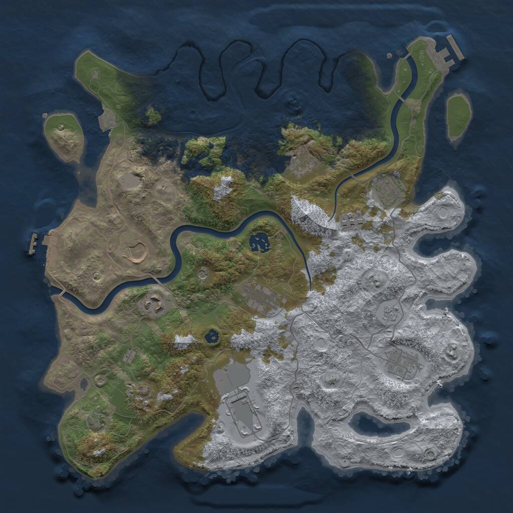 Rust Map: Procedural Map, Size: 3700, Seed: 657674567, 16 Monuments