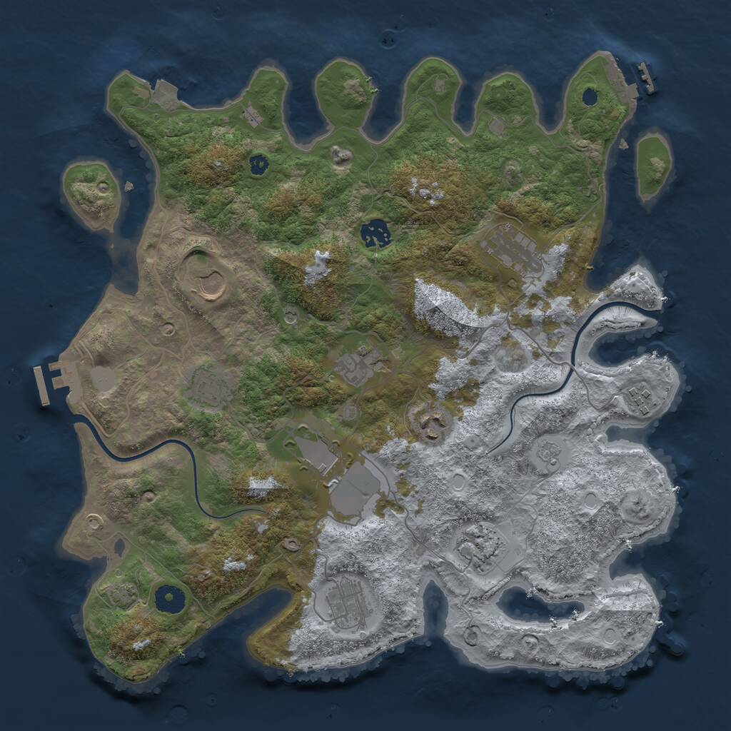 Rust Map: Procedural Map, Size: 3700, Seed: 657674567, 16 Monuments