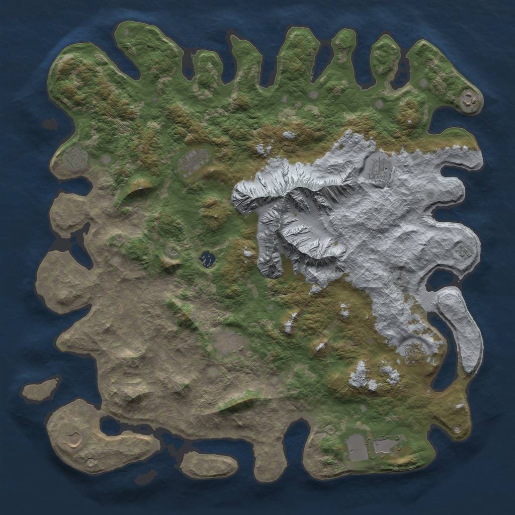 Rust Map: Barren, Size: 5000, Seed: 1337, 13 Monuments