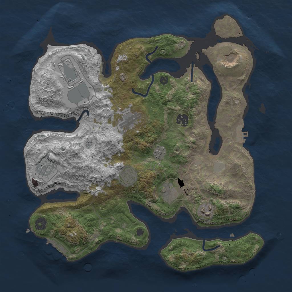 Rust Map: Procedural Map, Size: 3500, Seed: 865908268, 17 Monuments