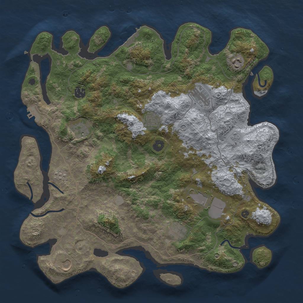 Rust Map: Procedural Map, Size: 4000, Seed: 826827607, 16 Monuments