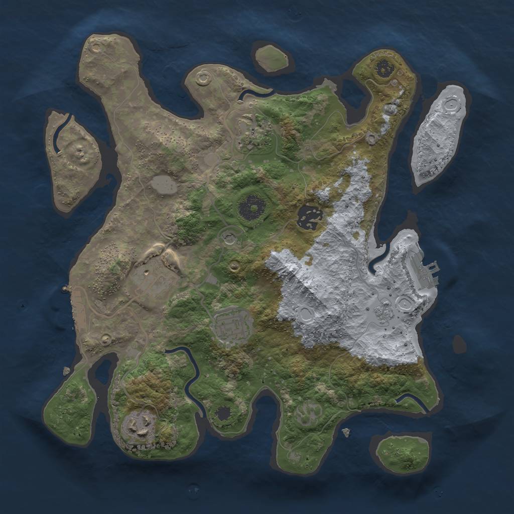Rust Map: Procedural Map, Size: 3000, Seed: 345653464, 14 Monuments