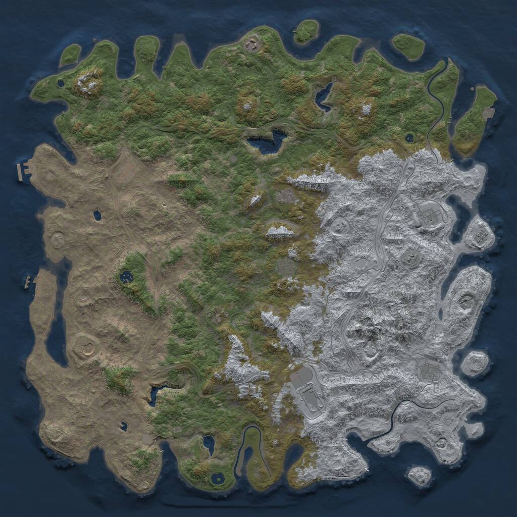 Rust Map: Procedural Map, Size: 6000, Seed: 3300, 17 Monuments